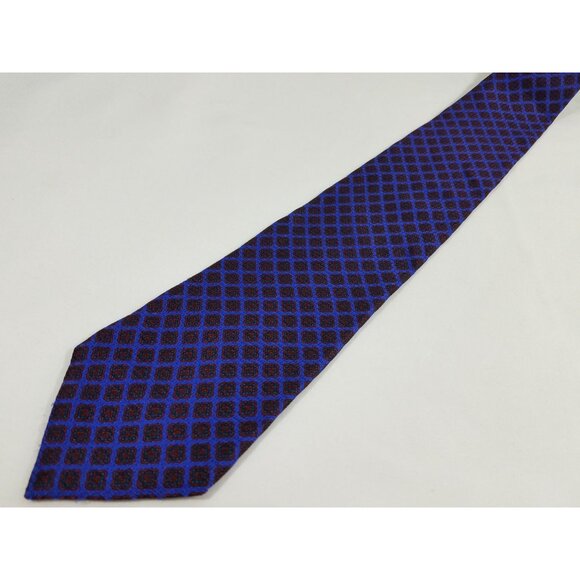 Bill Blass Mens Necktie Silk Blue Red geometric vintage tie - Picture 3 of 5